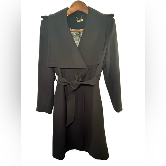 Debenhams Jackets & Blazers - Lilian by Debenhams Black Belted Coat / Trench-Style Jacket – Tailored – Heavy